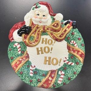 Fitz and Floyd Santa with Wreath Canapé plate/hanging decor— in box